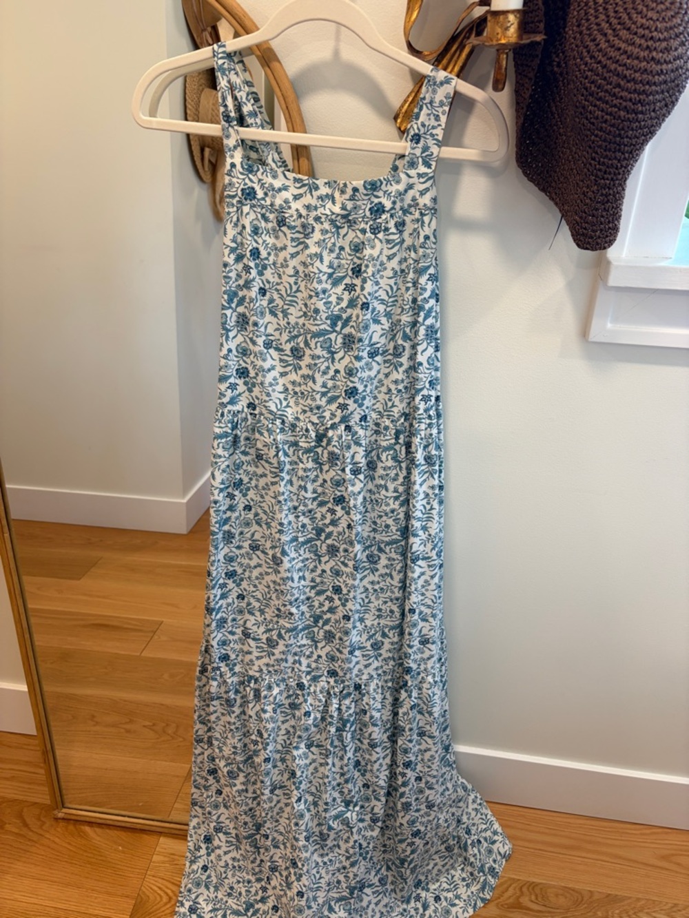 Floral Print Blue & White Maxi Skirt